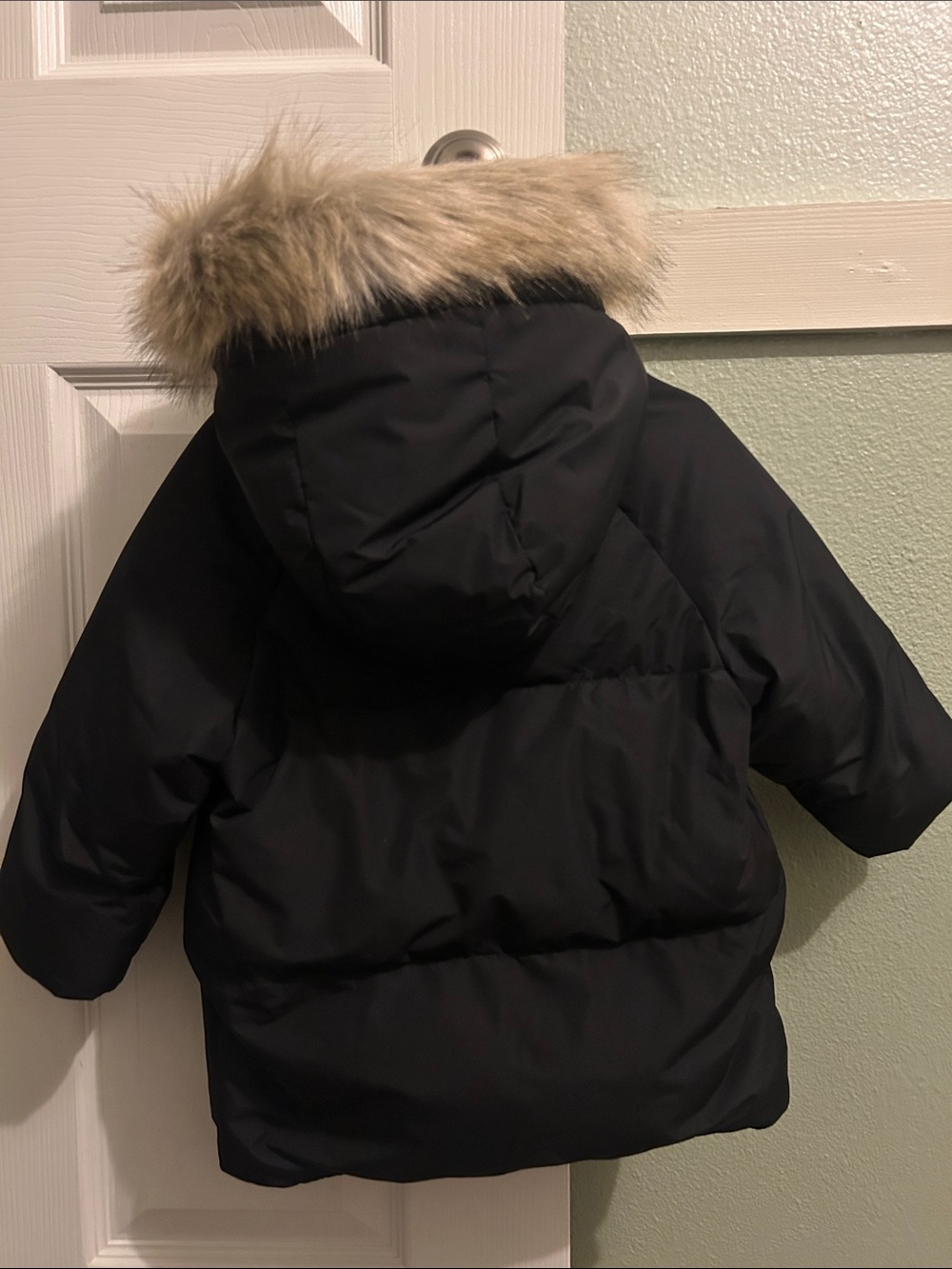 Zara Black Puffer Coat with Faux Fur Trim